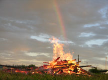 rainbow and bonfire